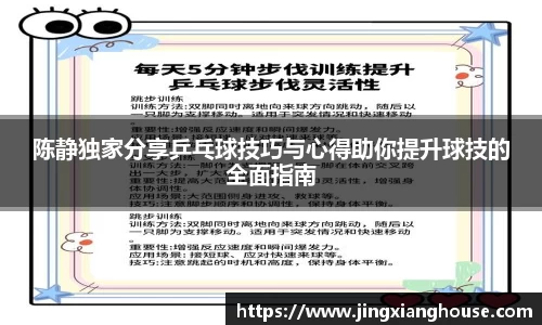 陈静独家分享乒乓球技巧与心得助你提升球技的全面指南